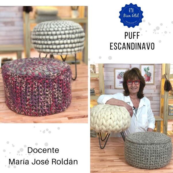 CURSO PUFF REDONDO Y FUNDAS TEJIDAS